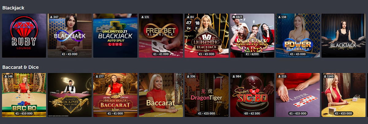 The ComeOn Casino Roulette, Blackjack & Other Table Games
